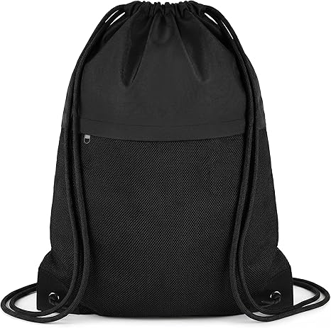 TILYMOL Drawstring Backpack Gym Bag - String Gym Bag for Men & Women, Lightweight Cinch Sports Sackpack for Beach, Travel, Yoga, Swimming, Black