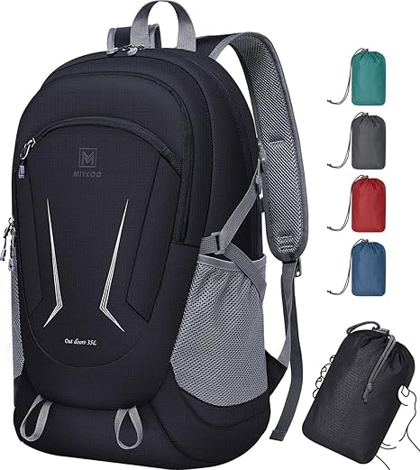 MIYCOO Backpack - Ultra Lightweight Packable Backpack for Travel Camping, Hiking Back Pack Waterproof Foldable Daypack for Men Women Black